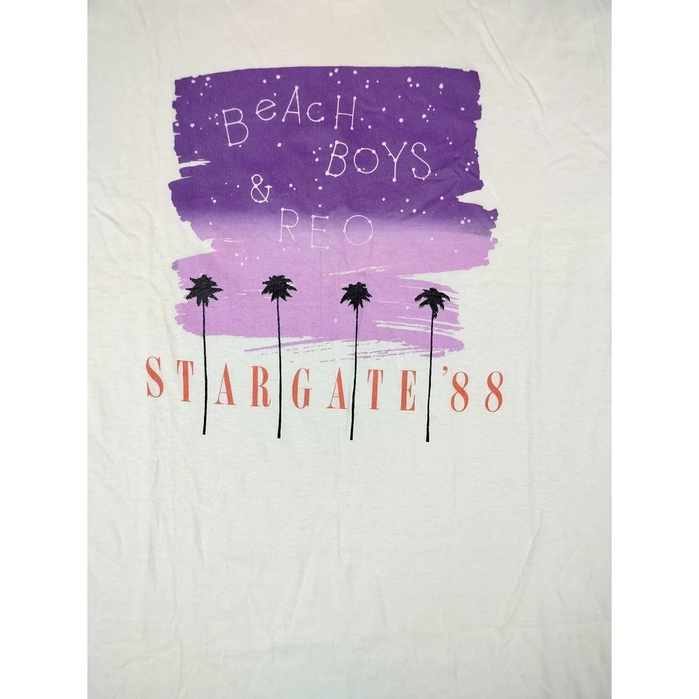 Vintage Champion Beach Boys REO Shirt Mens Medium White Stargate 88 Band Tee - Picture 5 of 9